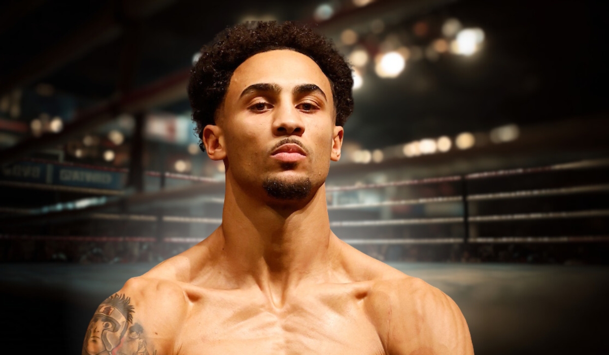 Ben Whittaker shirtless in a boxing ring, looking confident and focused